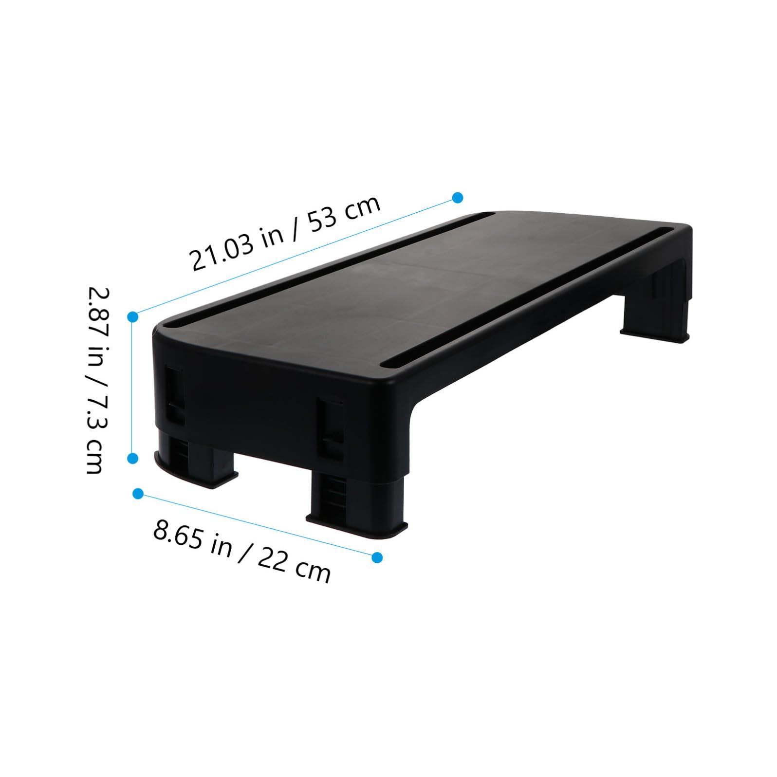 Supporto per Monitor Regolabile in Altezza Ripiano Portaoggetti in Plastica Nero per Organizzare Scrivania e Aumentare Spazio Desktop
