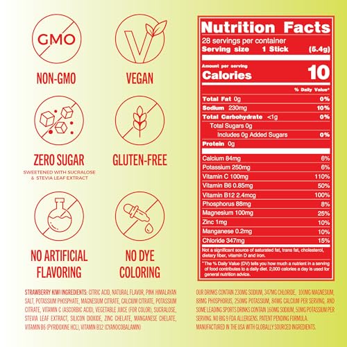 Image of TREVI Electrolytes Powder Packets, Sugar Free Hydration, Strawberry Kiwi | 28 Count Essential Daily Drink Mix, 0 Sugar, Magnesium, Potassium, Vitamin C, Calcium, B6 & B12 Vitamins