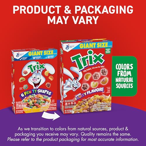 Image of Trix Breakfast Cereal, 6 Fruity Shapes, Made with Whole Grain, Giant Size, 23.4 oz