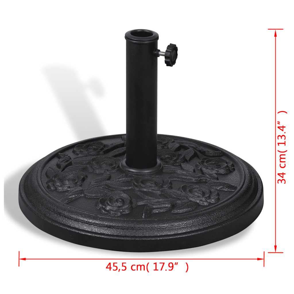 Okrągły stojak na parasol przeciwsłoneczny z żywicy i stali o wadze 9 kg, adapter do rury 38 i 48 mm, stabilna podstawa parasola na balkon, taras, do ogrodu i na patio