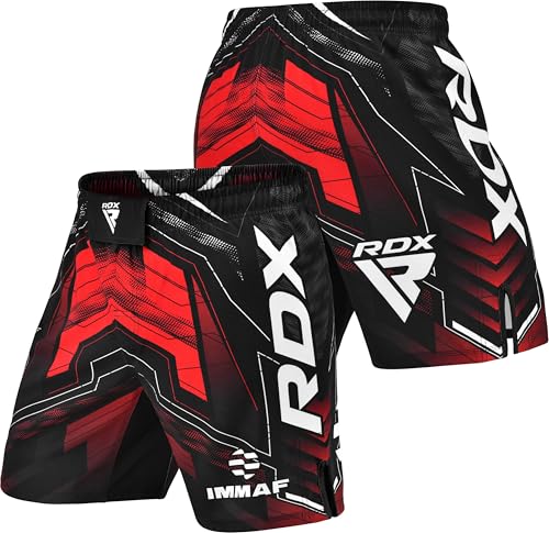 RDX IMMAF Approved MMA Shorts, Side Slits Design Suitable for MMA Boxing, Muay Thai, Kickboxing Gym Workout Red