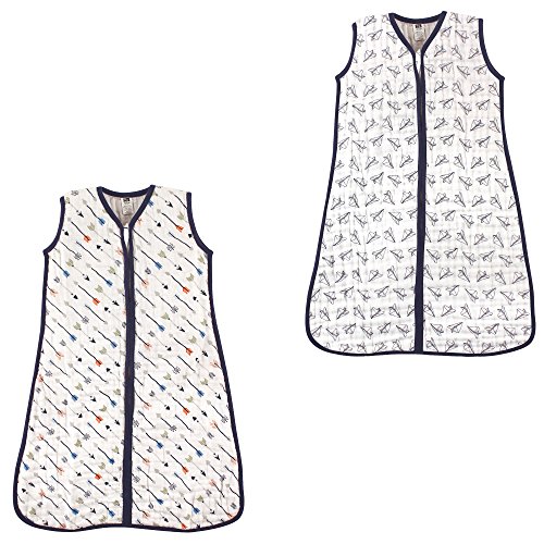 Image of Hudson Baby Unisex Muslin Cotton Sleeveless Wearable Sleeping Bag, Sack, Blanket, Arrows /Paper Airplane Muslin 2-Pack, 12-18 Months