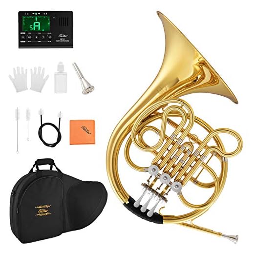 Eastar Single French Horn Key of F Standard 3-Key French Horn for Students Beginners with Hard Case Tuner Mouthpiece Gloves Valve Oil and Cleaning Kit, EFH-380