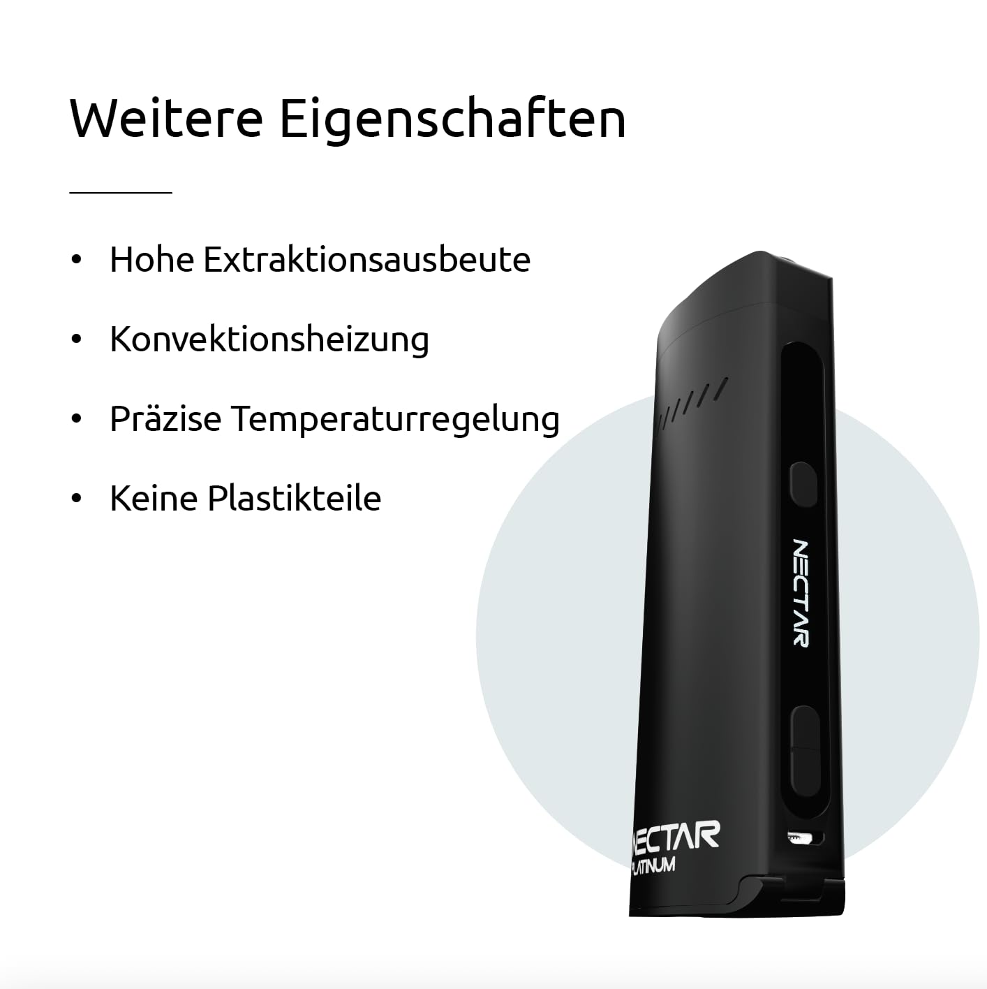 Nectar Platinum Verdampfer Kräuter und Extrakte | 3 Jahre Garantie | Konvektionsverdampfer mit 3500mAh Akku, Hohe Extraktionsausbeute, Präzise Temperaturregelung, Schnelle Aufheizzeit, 100°-240°C