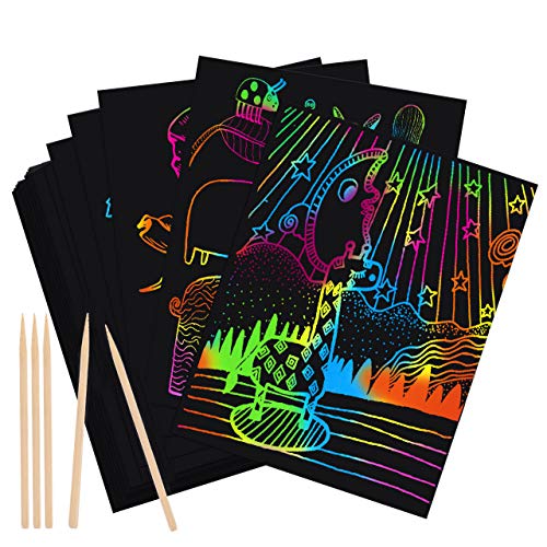 ATOPDREAM Arts and Crafts for Kids Ages 8-12, Scratch Paper Art Set for Kids Party Favors Games Supplies Kits DIY Halloween Birthday Gifts Toys for 3-12 Year Old Boys Girls Kids Toys Gifts Age 5-10