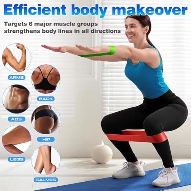 Resistance Bands Set with Carry Bag ¨C 5 Strength Levels Exercise Loop Bands for Women & Men, Booty Bands for Legs & Glutes, Workout Bands for Home Gym, Yoga, Pilates & Physical Therapy