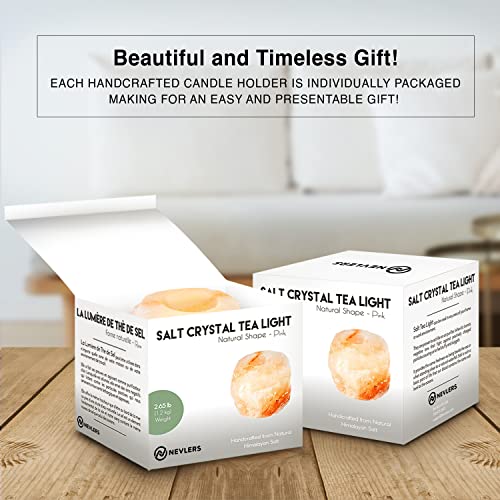 Nevlers 2.5 Lbs 4 Pack Natural Himalayan Salt Tea Light Candles Holder | Great Room Decor #TOP4