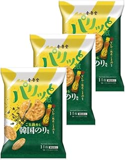 【まとめ買い】金吾堂 ごま油香る韓国のり風味 パリッとタイム かどやの純正ごま油使用 せんべい お菓子 14枚入×3袋