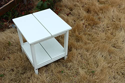 Aoorun Oversized Outdoor Patio Side Table, 2-Tier Poly Patio End Table Adirondack Patio Side Table, Modern Outdoor Side Table For Patio, Porch-White #TOP4