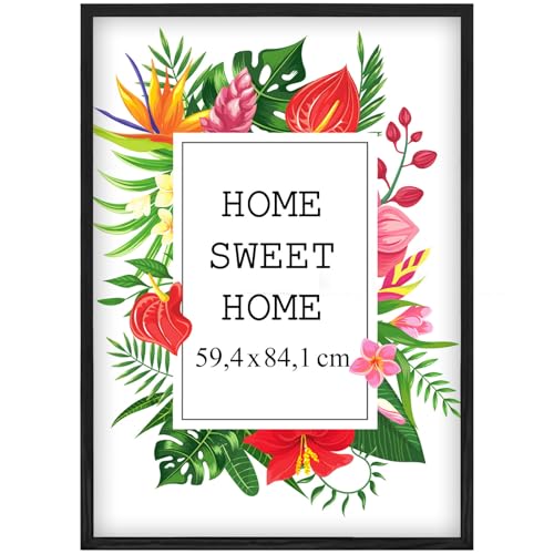 MG Design Schwarz Bilderrahmen A1 59,4 x 84,1 cm – Aus echtem Holz mit Acrylglas, zum Aufhängen & Aufstellen, für Fotos, Poster & Puzzle