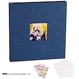 VACNITE Photo Album Self Adhesive, Dust-Free/Air-Free/Glue-Free Scrapbook Album for Wedding/Family, Linen Cover DIY Gift Magnetic Photo Book with 40 Sticky Pages Holds 8X10, 6X8, 5X7, 4X6