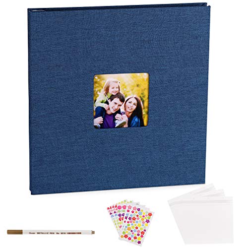 VACNITE Photo Album Self Adhesive, Dust-Free/Air-Free/Glue-Free Scrapbook Album for Wedding/Family, Linen Cover DIY Gift Magnetic Photo Book with 40 Sticky Pages Holds 8X10, 6X8, 5X7, 4X6