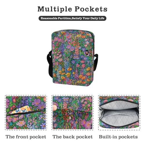 KLL Wild Flowers in Garden cute messenger bag Vegan Leather cross body bag men Travel Woman Handbag Shoulder Strap2