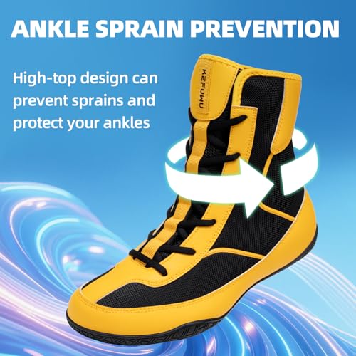 Image of Wrestling Boxing Boots Wide for Men Youth High Top Non-Slip | Comfortable Breathable Lightweight for Competition & Training