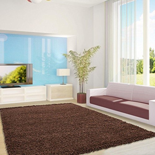 Ayyildiz Moderner Designer Teppich Life Shaggy 60 X 110 braun Handgetuftet 100% P.P Friese Fußbodenheizung