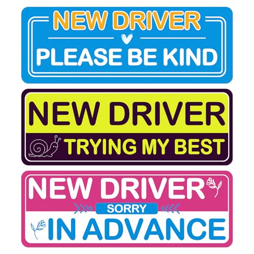 Image of 3PCS Student Driver Magnet for Car - Removable Student Driver Magnet, Novice Driver Safety Signs, Reusable Reflective Bumper Sticker for New Drivers, Teen & Learner Permit Accessories