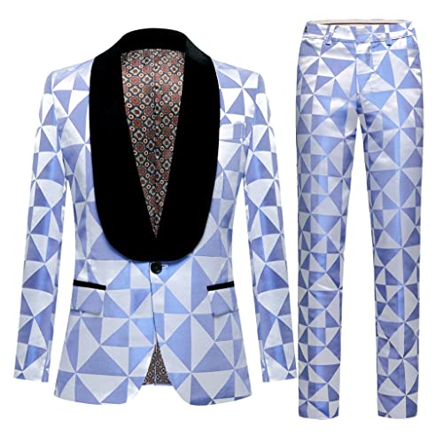 Men's Lapel Suit Slim fit Groom Tuxedo 2PCS Set Wedding Groom Prom Jacket Clothing for Men (Jacket + Trousers)