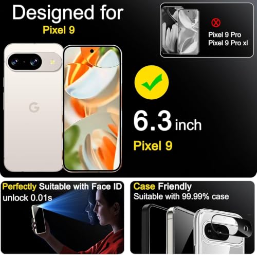 Image of Ferilinso Privacy Screen Protector for Google Pixel 9, Tempered Glass