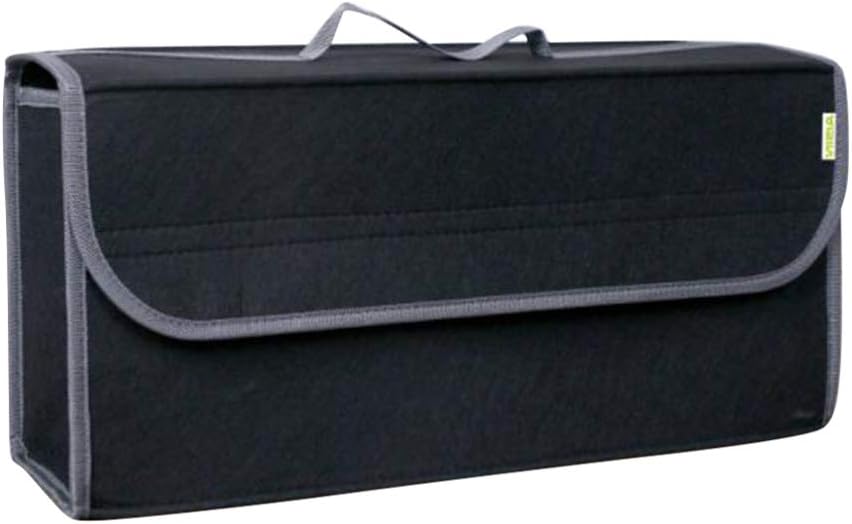 HOMSFOU Foldable Felt Car Trunk Organizer Bag 19.68X6.10X9.84 Inch Portable Vehicle Storage Pouch for Tools Groceries Emergency Supplies Space-Saving Driving Organizer