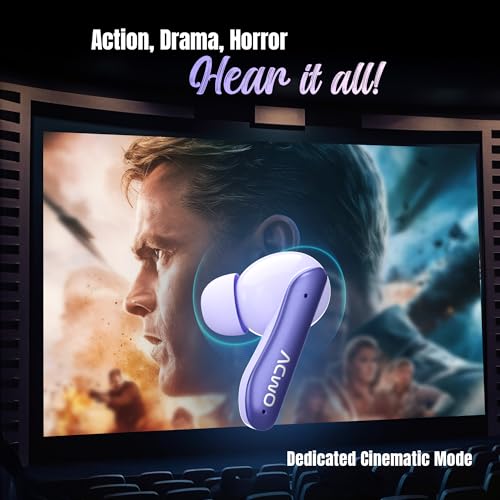 Image of ACwO Dwots 111 in Ear Wireless Earbuds|Up to 75Hrs Battery Life|10Mm Spatial Drivers|Noise-Free Calls with 4 Noise Cancellation Mics|Bluetooth V5.4|Dedicated Cinematic & Bass Mode (Irish Purple)
