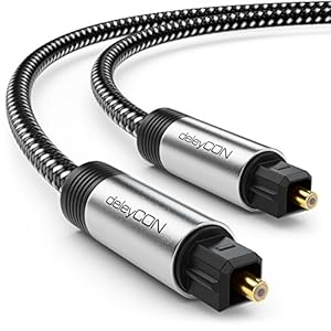 deleyCON 1m Toslink-Kabel Optische Digitale Audiokabel met Metalen Stekker & Nylonmantek – SPDIF Optische Vezelkabel