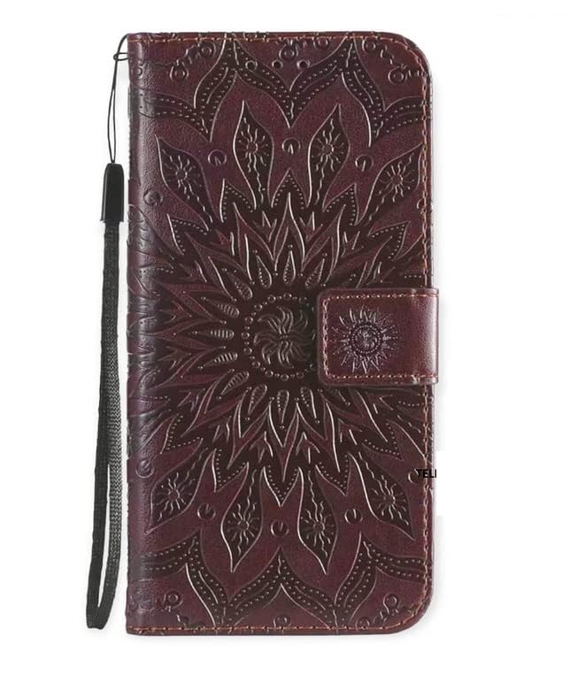 Teletel Queen Series 3D Embossing Magnetic Closure Wallet Flip Case Cover for Vivo Y02s (Faux Leather|Brown)