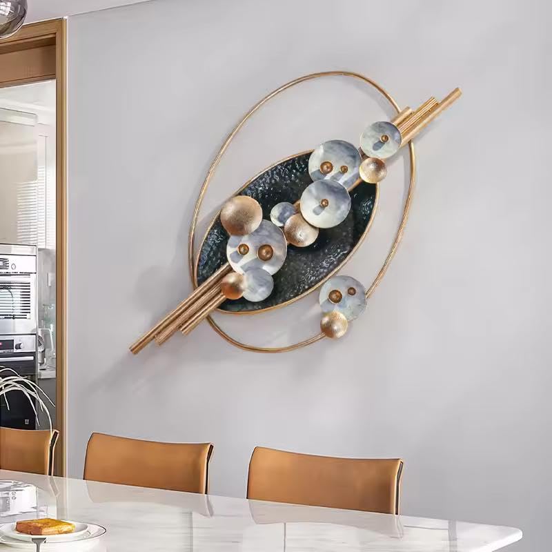Image of ZOVE 3D Metal Wall Art Decor - Modern Light Luxury Wall Sculptures, Unique Design Metal Wall Art for Home, Living Room & Office, Stylish Metal Wall Sculpture - Size 45 X 22 Inch