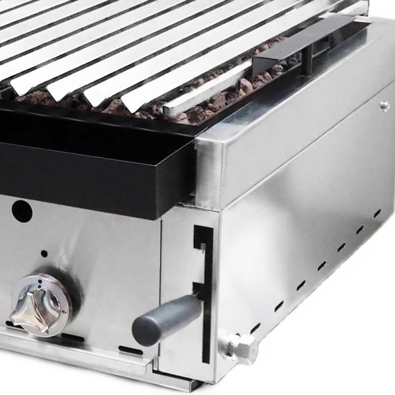 MBH - Barbacoa a gas profesional de piedra volcánica 120 cm para hostelería. Barbacoa industrial parrilla acero inoxidable para bar, restaurante.