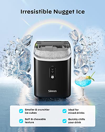 Nugget Ice Maker Countertop - Silonn Pebble Ice Maker Machine With Self-Cleaning Function, 33Lbs/24H, Ice Makers For Home/Kitchen/Office, Black #TOP1