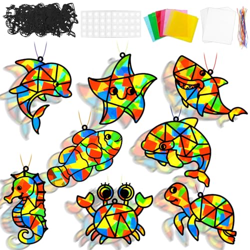 Attrape-soleil océan kit vitrail enfant pour décoration fenêtre été et loisirs créatifs école