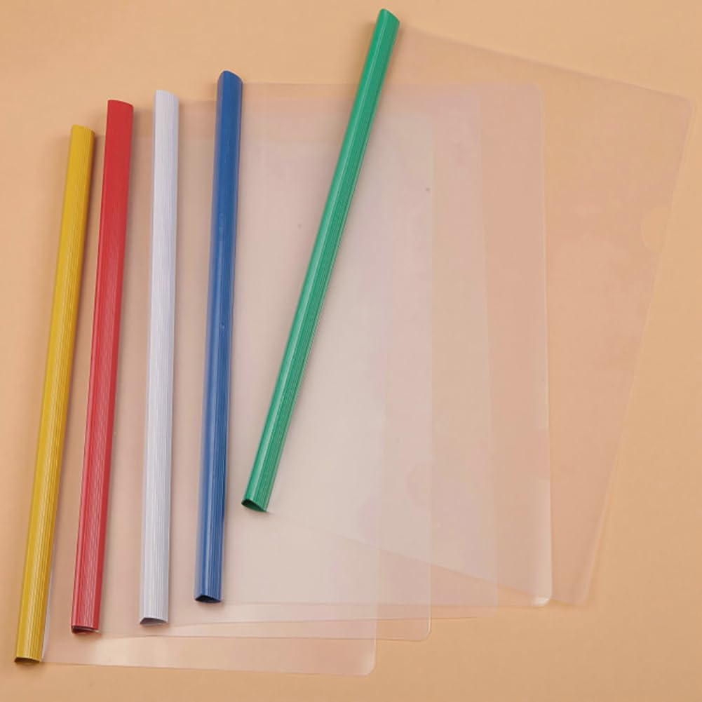 GSHLLO 15 Pcs 31cm Long Plastic Sliding Binder A4 Paper Binder Spine Bars Thin Slide and Grip Binding Bars Report Binder Sliding Bars Slide Document Holder Report Cover Clip for Classification