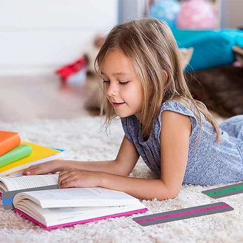 8 Stück Geführte Lesestreifen, Legasthenie Streifen Markierungsstreifen Bunt Lesen Markieren farbige Overlay Tracking Lineale für Studenten Kinder visuellen Stress zu Reduzieren (19 x 3.2cm)