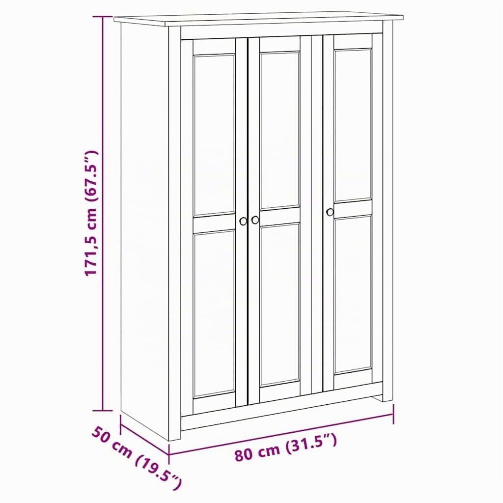 Refined Armario de 3 Puertas Madera Pino Panamá Range 118x50x171,5 cm