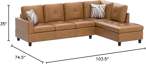 Miniatura 51 de Golden Coast Furniture - Juego de sofá seccional en forma de L, juego de sofá de sala de estar, sofá seccional de cuero con otomana de Negro y