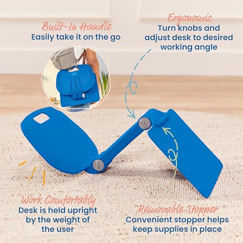Image of ECR4Kids The Surf Folding Portable Activity Lap Desk, Adjustable, Flexible Seating, Blue