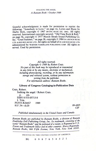 Stalking the Angel 0553057138 Book Cover