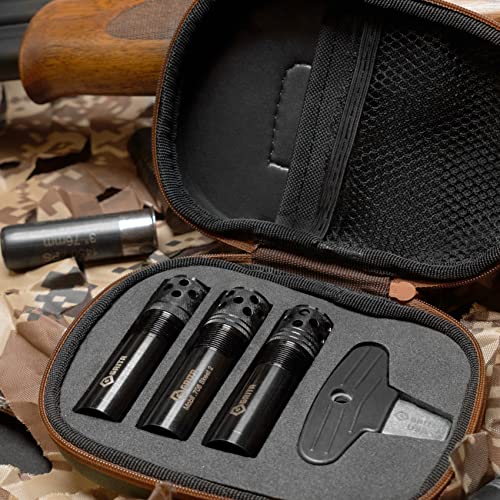 Gritr Shotgun Choke Tube 3 Pack Set | Hunting Sporting Steel Green Extended Choke Tubes Compatible With 12 Gauge Beretta/Benelli Mobil - Zipper Case & Choke Wrench Included #TOP6