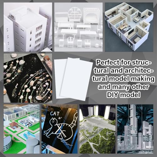 Image of OLYCRAFT 12 Sheets White ABS Plastic Sheet 5.9x3.9 Inch ABS Plastic Panel 0.5mm Thick Hard Plastic Sheet Polystyrene Flexible Plastic Board Sheet for Building Model Material Supplies