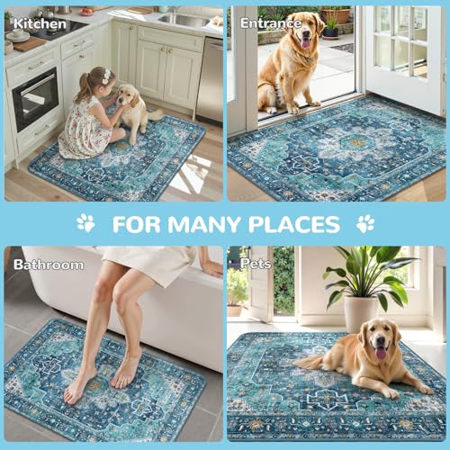 Image of Lahome Reusable Washable Puppy Pads - 2 Pack Super Absorbent & Waterproof Dog Training Mats for Potty, Crate and Floor - Leakproof Pee Pads with Non-Slip Backing (Blue, 36 inchx48 inch)