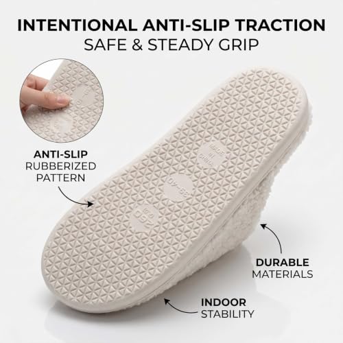 Image of Checkered Slippers for Women and Men - Fuzzy House Slippers with Memory Foam, Comfy Plush Fluffy Indoor House Shoes, Cozy Warm Slip on Bedroom Slippers with Non-Slip Sole