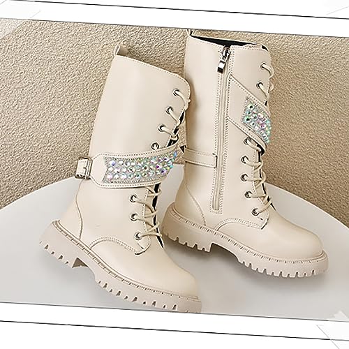 Girls Winter Leather Zipper Knee High Sparkle Rhinestone Riding Boots3