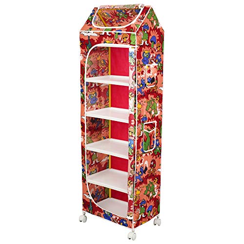 Image of Little One's | 6 Plastic Shelves Foldable Baby Storage Box (Made in India), ISI Certified, Unbreakable Material, (Plastic Structure)| Jungle Red | HP6 /AR