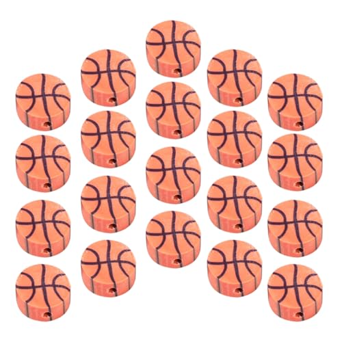 CLISPEED Cuentas de Arcilla Polimérica Deportivas de Baloncesto 100 Piezas para Manualidades Dijes Espaciadores Ligeros y Duraderos Kit para Hacer Pulseras y Collares de Baloncesto