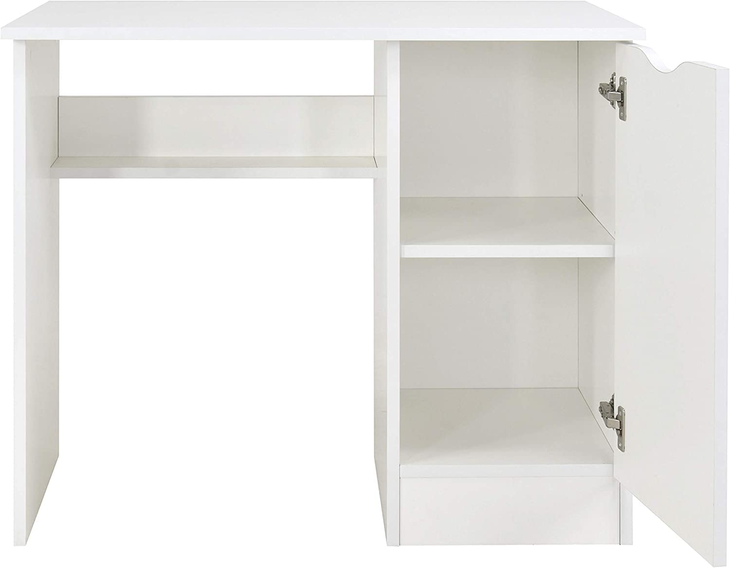Leomark Confortable Bureau pour Enfants avec étagère - Roma - Blanc Meuble pour Chambre d'enfant, Equipement de Salle, Style scandinave, Hauteur: 77 cm (Dino)