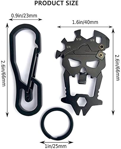 Miniatura 3 de EDC - Máscara de calavera multiherramienta con llavero antipérdida, mosquetón de acero inoxidable 12 en 1, mini herramienta para uso doméstico y
