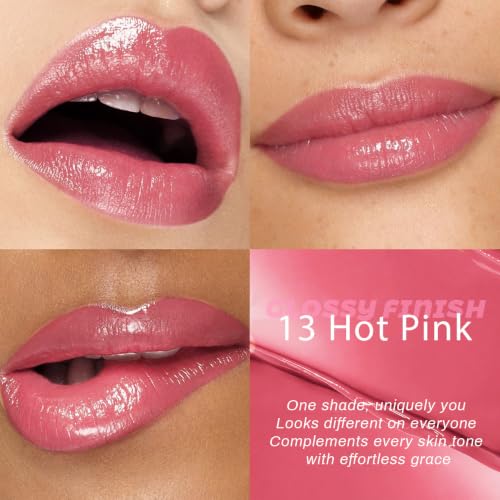 Image of evpct Hot Pink Honey Lipstick Tinted Lip Balm Oil Stick for Women, 13 | Sheer Lightweight, Moisturizing, Shine, Volumizing, Hydrating Nourishing Serum for Glossy Nourished Lips, Cruelty-Free Vegan