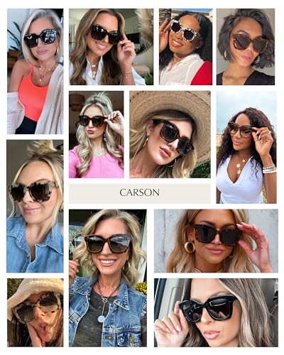 DIFF Carson Designer Square Oversized Sunglasses for Women UV400 Polarized Protection, Tortoise trendy fashion frames4