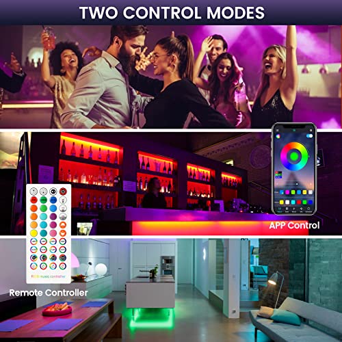 Bonve Pet LED Strip 6m, Bluetooth RGB LED Streifen, Farbwechsel Led Lichterkette mit Steuerbar via App, 16 Mio. Farben, Fernbedienung, Sync mit Musik, led Band für Schlafzimmer TV Zuhause Schrankdek