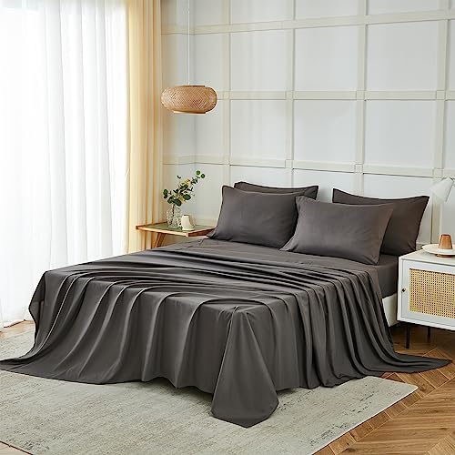 Image of ILAVANDE Queen Sheets Set 6 Piece,Hotel Luxury Super Soft 1800 Series Microfiber Queen Bed Sheets Set-Wrinkle Free & Breathable-14 Deep Pocket Sheets for Queen Size Bed(Queen,Neutral Grey)
