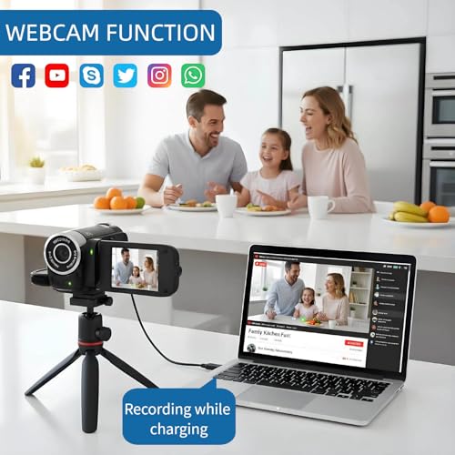 Akozon Handheld-Video-Camcorder, 1080P 16 MP DV-Kamera, 2,7-Zoll-TFT-drehbarer Bildschirm, 16-Fach Vlogging-Video für Kinder, Digitalzoom mit USB-Kabel, Schwarzer -DV-Player (Schwarz) – Bild 5